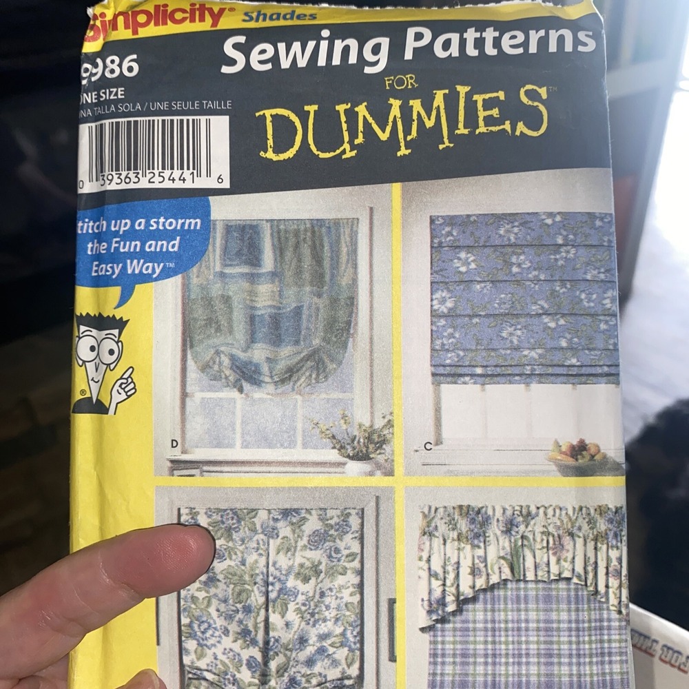 Simplicity 9986 Window Shades Sewing For Dummies Pattern Uncut One Size